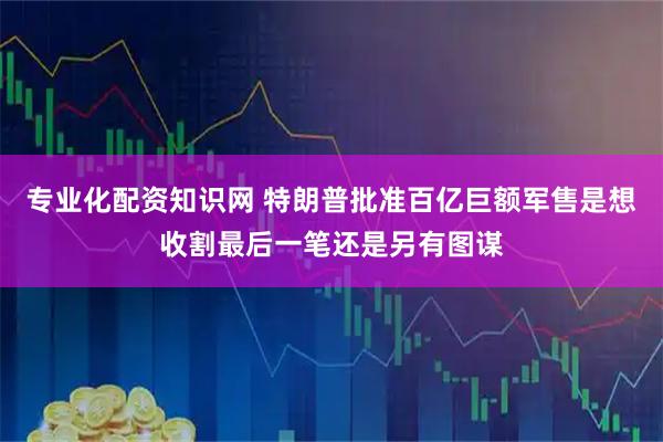 专业化配资知识网 特朗普批准百亿巨额军售是想收割最后一笔还是另有图谋